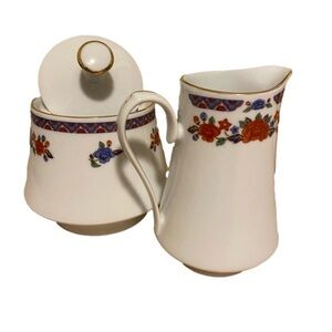 Crown Ming Fine China Sugar  Bowl & Creamer Set